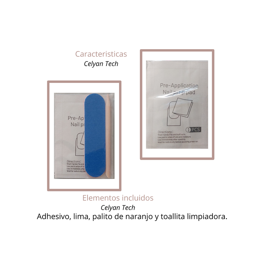 Uñas Press On Autoadhesivas Acabado Natural Azul Flores 4