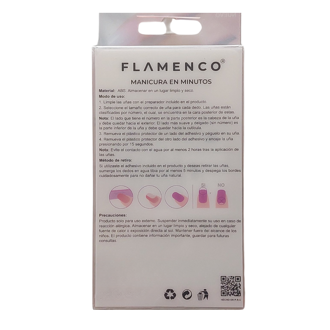 Uñas Press On Autoadhesivas Acabado Natural Azul Flores 2