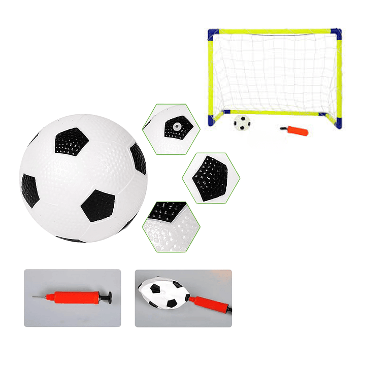 Mini Portería de Fútbol Infantil con Balón y Inflador | PVC + Malla – Juego Completo 4