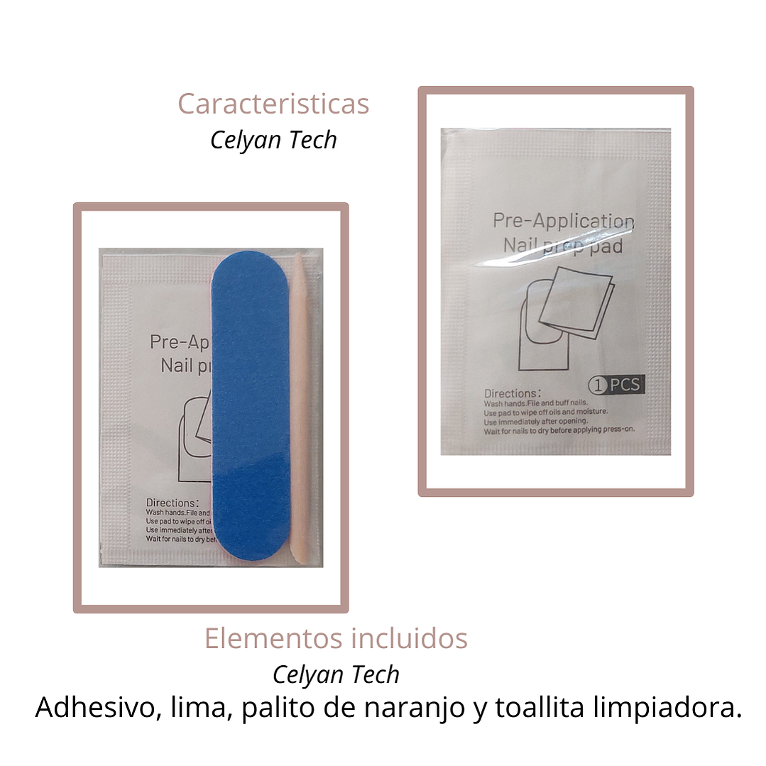 Uñas Press On Autoadhesivas Acabado Natural Corazones Estrellas 5