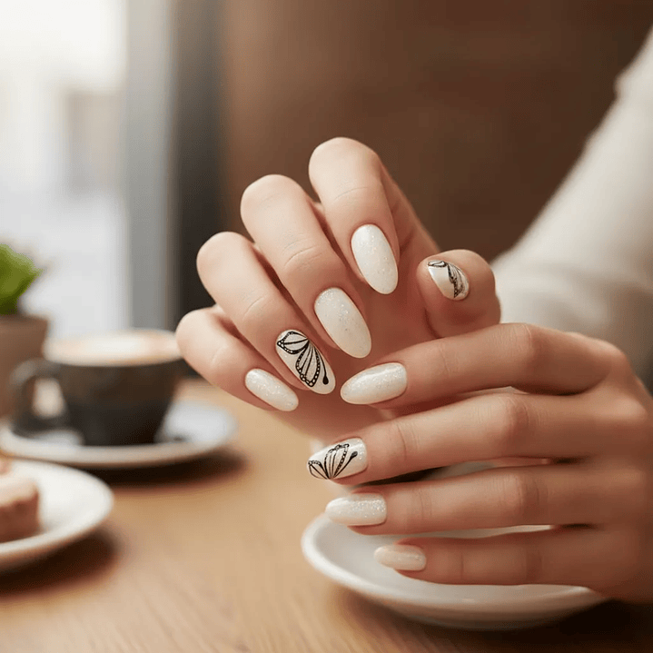 Uñas Press On Autoadhesivas Acabado Natural Mariposas 9