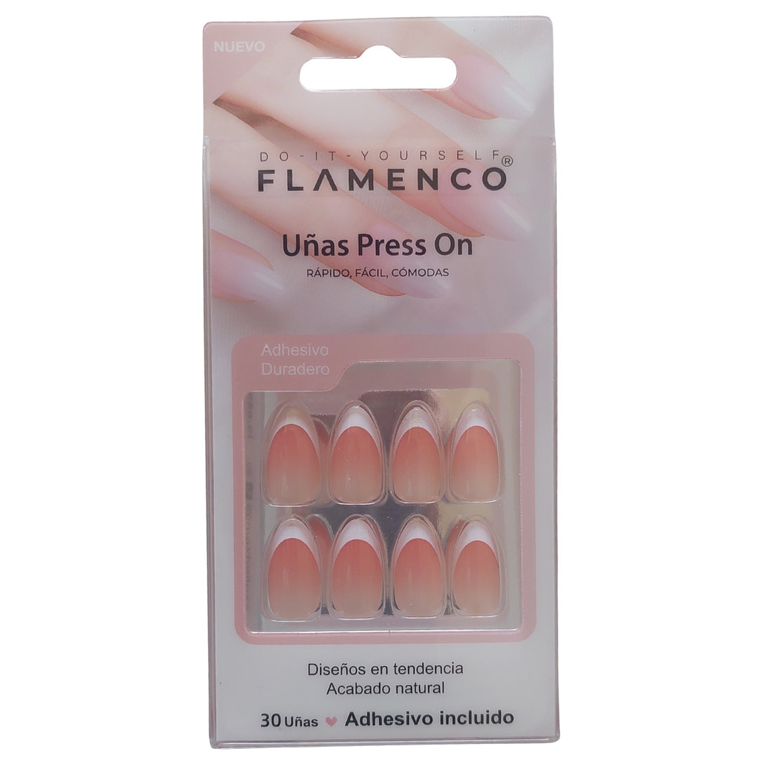 Uñas Press On Autoadhesivas Acabado Natural Francesa Blanca Rojo Difuminada 1