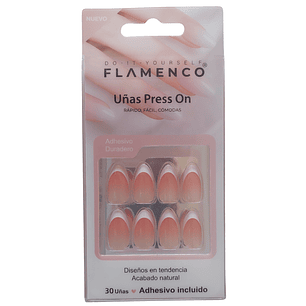 Uñas Press On Autoadhesivas Acabado Natural Francesa Blanca Rojo Difuminada