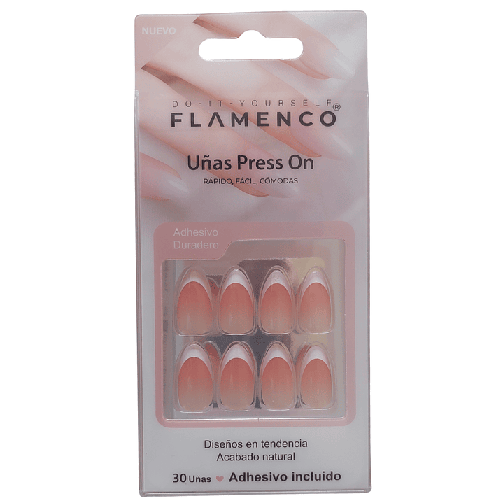 Uñas Press On Autoadhesivas Acabado Natural Francesa Blanca Rojo Difuminada 1