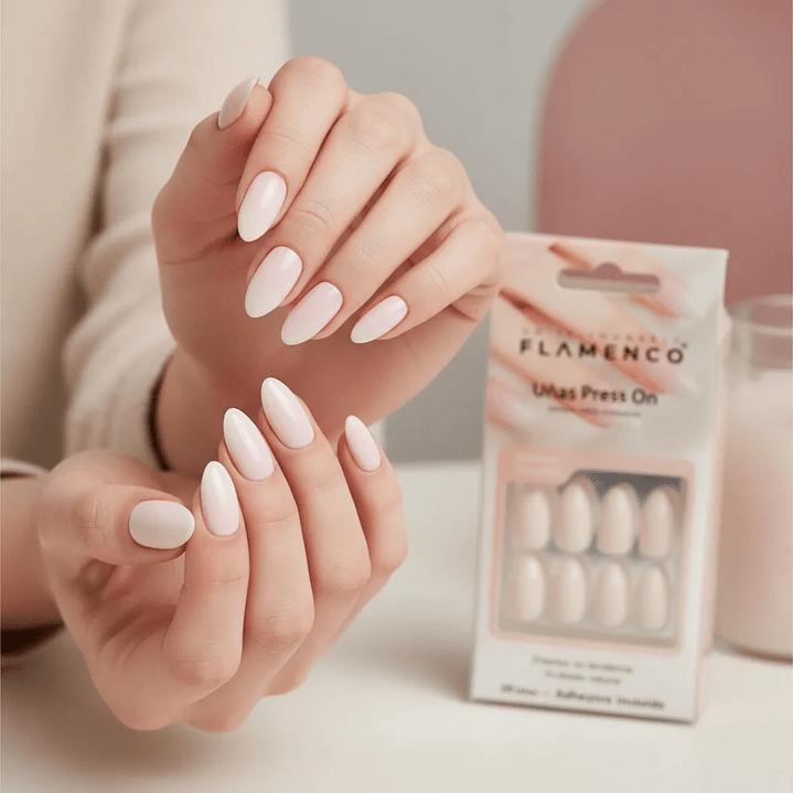 Uñas Press On Autoadhesivas Acabado Natural Blanco | Manos Elegantes en Minutos 5