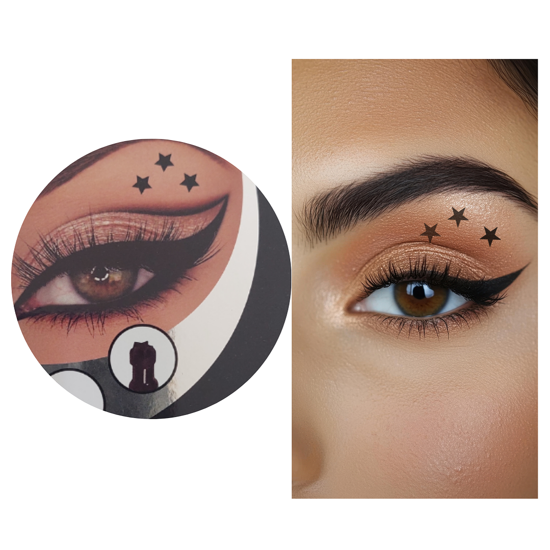 Delineador Flower Secret con Sello de Estrella, Luna, Flor | Plumón Dúo para Ojos 2