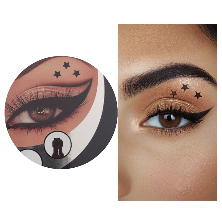 Delineador Flower Secret con Sello de Estrella, Luna, Flor | Plumón Dúo para Ojos 2