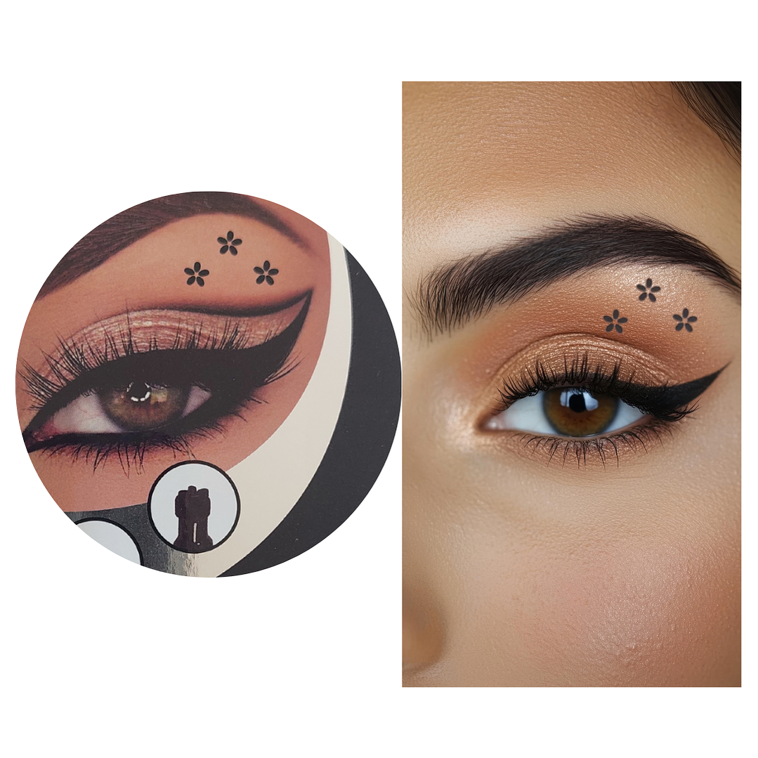 Delineador Flower Secret con Sello de Estrella, Luna, Flor | Plumón Dúo para Ojos 8