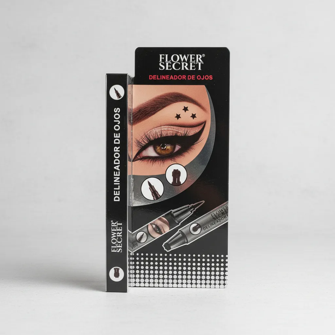 Delineador Flower Secret con Sello de Estrella, Luna, Flor | Plumón Dúo para Ojos 4