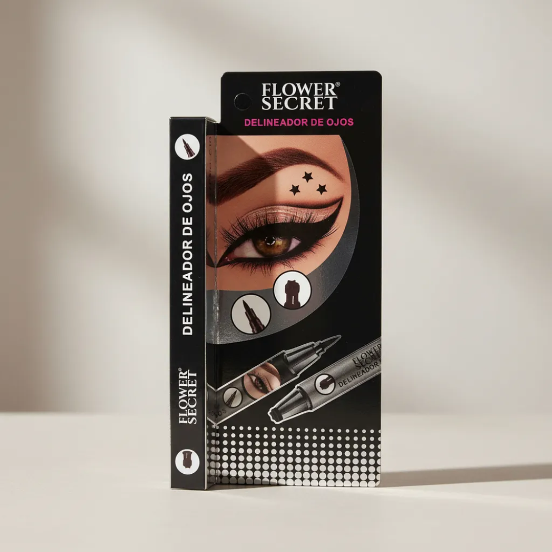 Delineador Flower Secret con Sello de Estrella, Luna, Flor | Plumón Dúo para Ojos 3