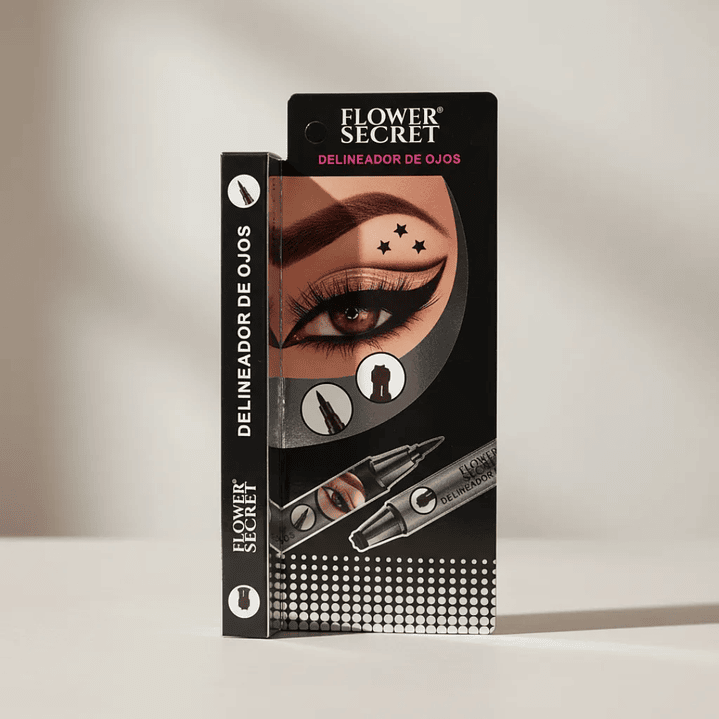 Delineador Flower Secret con Sello de Estrella, Luna, Flor | Plumón Dúo para Ojos 3
