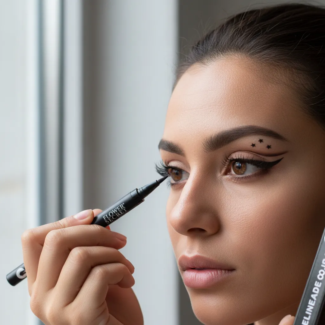 Delineador Flower Secret con Sello de Estrella, Luna, Flor | Plumón Dúo para Ojos 5