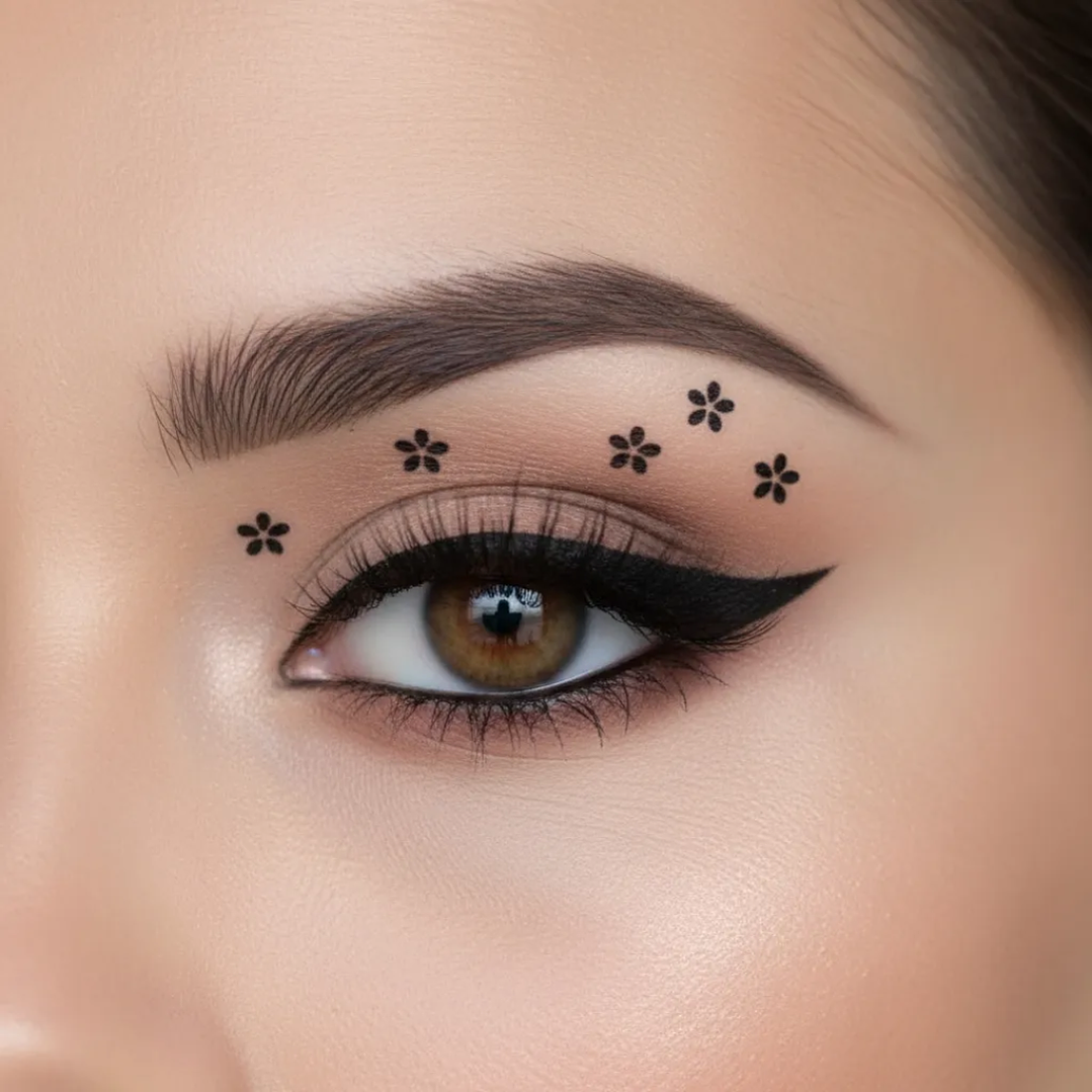 Delineador Flower Secret con Sello de Estrella, Luna, Flor | Plumón Dúo para Ojos 10