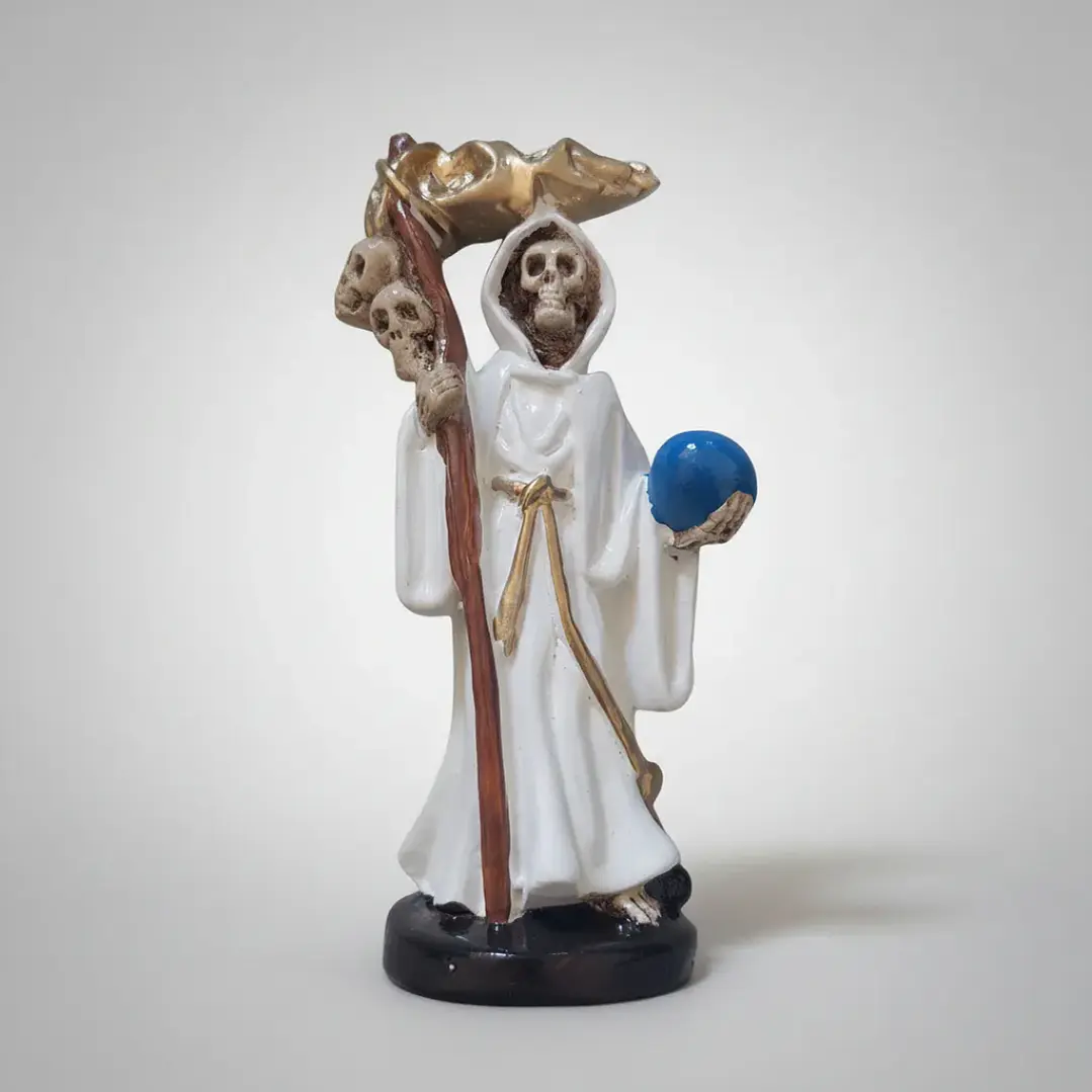 Santa Muerte Blanca 12 Cm Figura Decorativa Espiritual 5