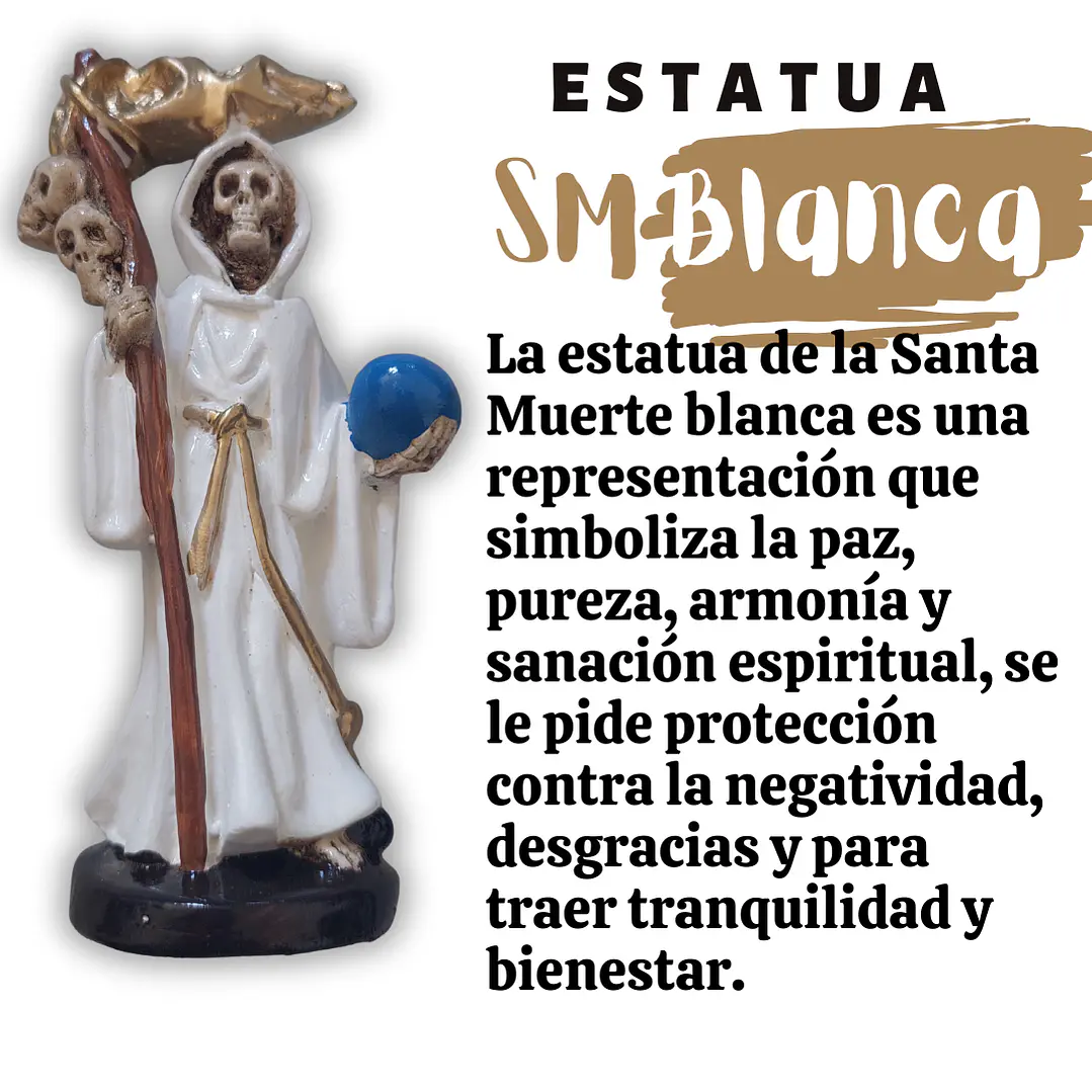 Santa Muerte Blanca 12 Cm Figura Decorativa Espiritual 2