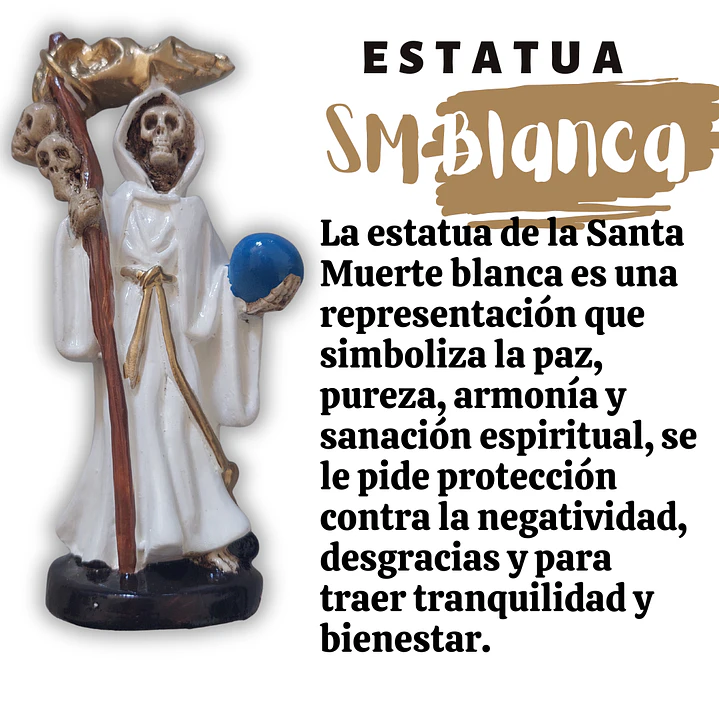 Santa Muerte Blanca 12 Cm Figura Decorativa Espiritual 2