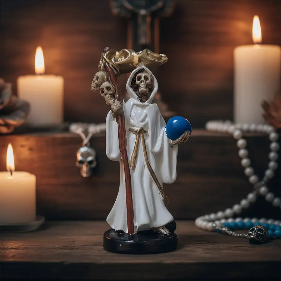 Santa Muerte Blanca 12 Cm Figura Decorativa Espiritual 8
