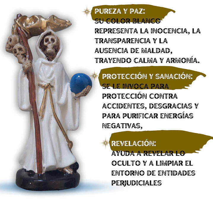 Santa Muerte Blanca 12 Cm Figura Decorativa Espiritual 3
