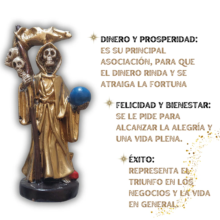 Santa Muerte Dorada 12 cm – Figura Decorativa Espiritual 4