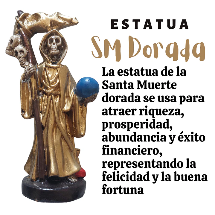 Santa Muerte Dorada 12 cm – Figura Decorativa Espiritual 3