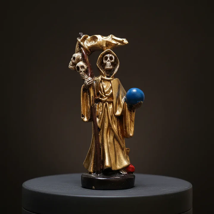 Santa Muerte Dorada 12 cm – Figura Decorativa Espiritual 7