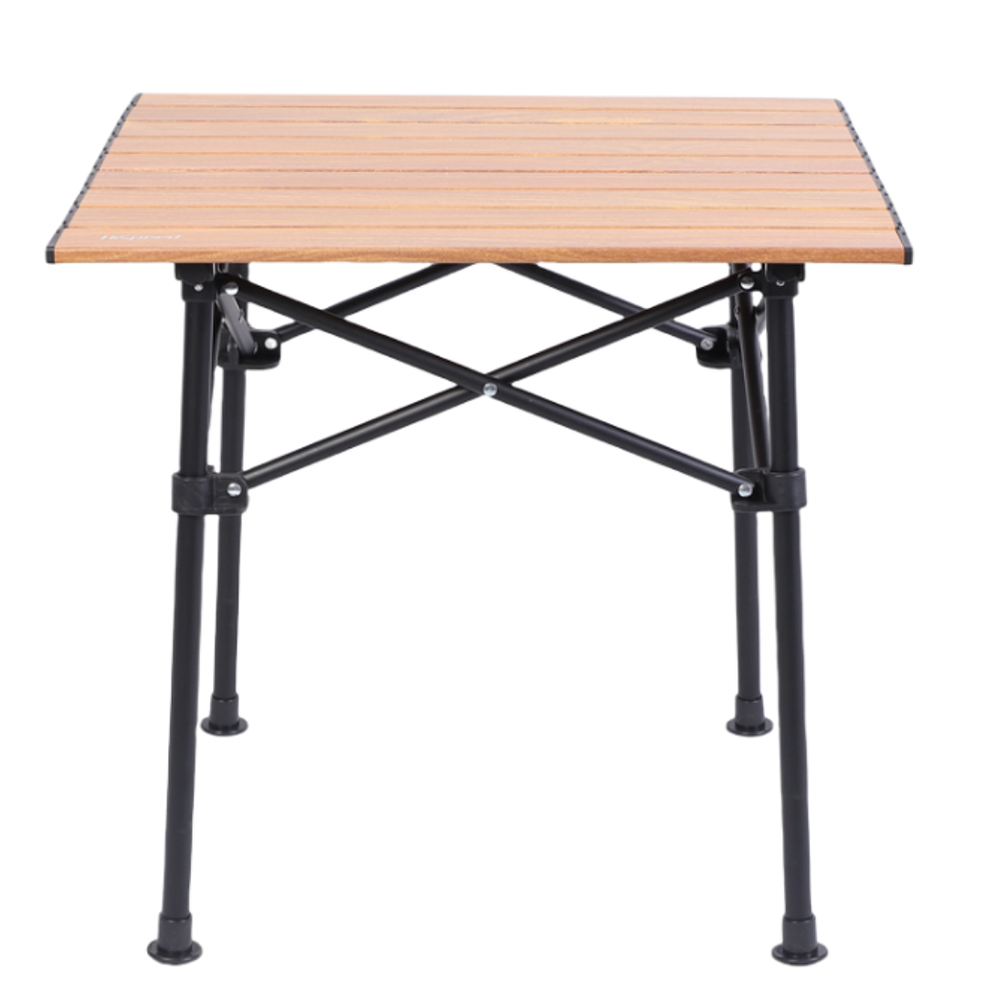 Mesa Plegable Portátil de Aluminio para Camping y Exterior con Diseño Madera 1