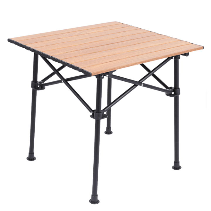 Mesa Plegable Portátil de Aluminio para Camping y Exterior con Diseño Madera 2
