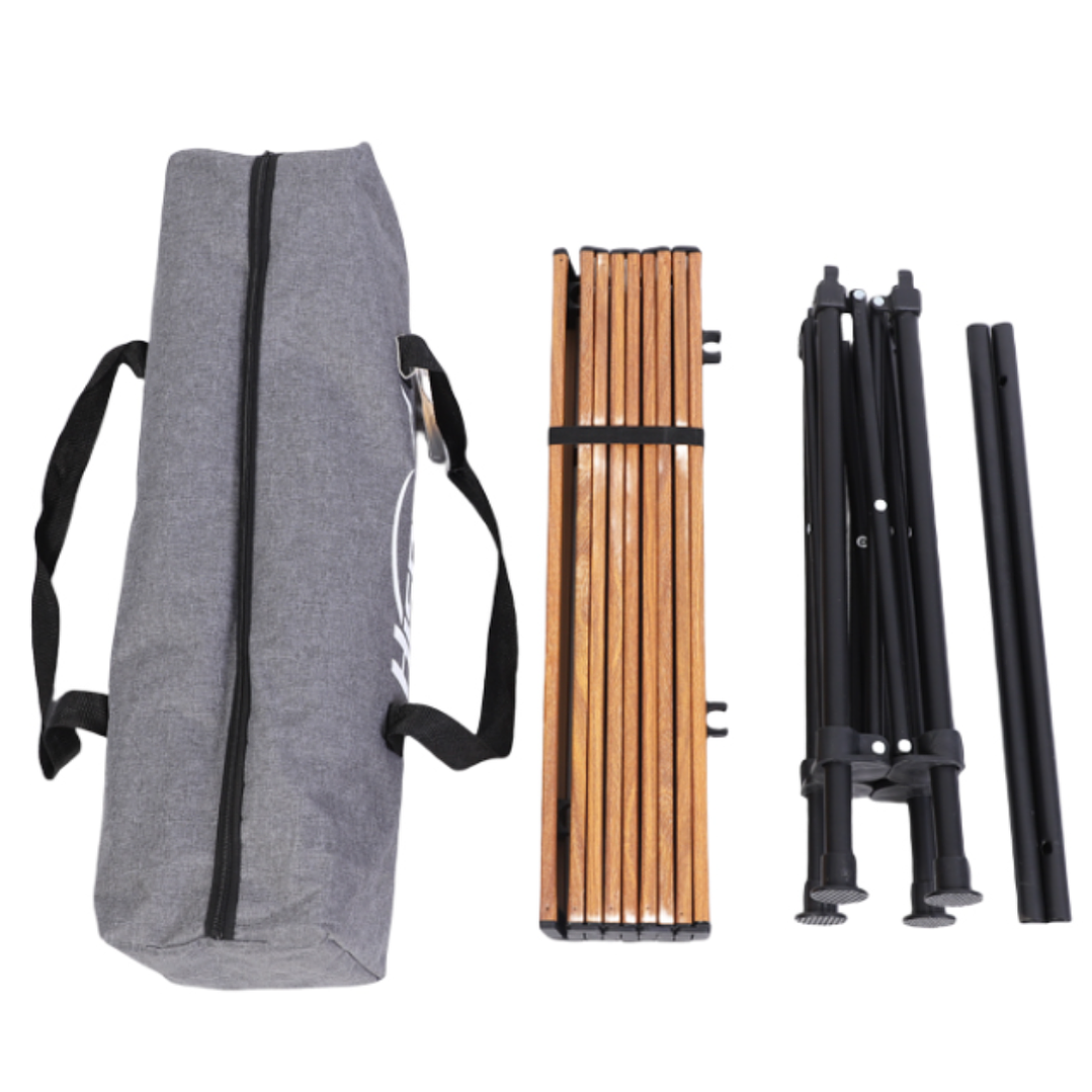 Mesa Plegable Portátil de Aluminio para Camping y Exterior con Diseño Madera 7