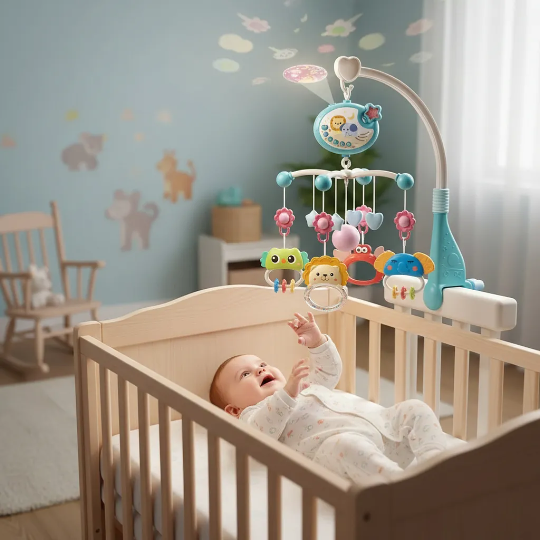 Móvil Musical para Cuna con Proyector de Estrellas, Control Remoto y Temporizador 14