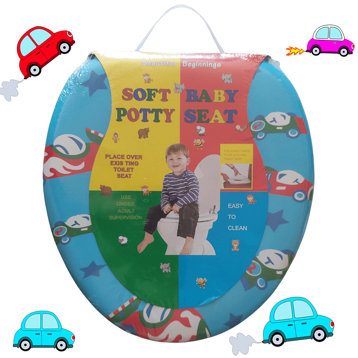 Adaptador Para Wc Infantil Suave Y Acolchado Azul Autitos 2