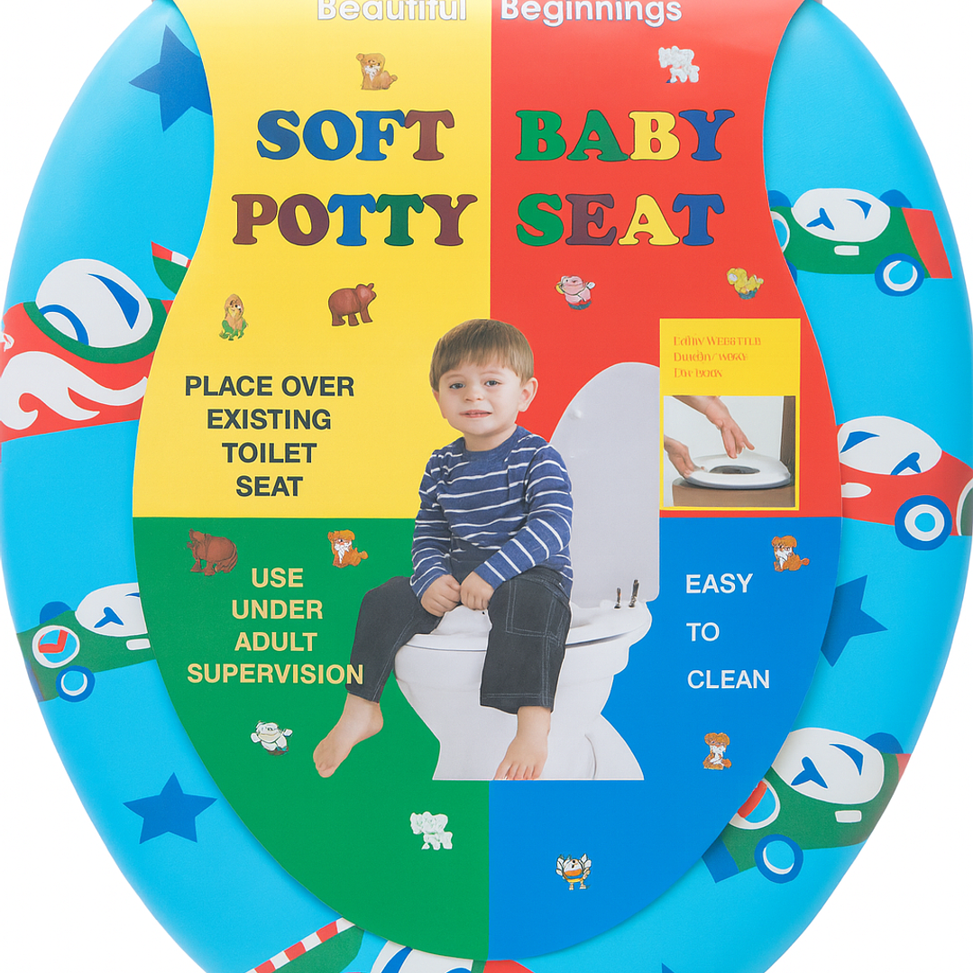 Adaptador Para Wc Infantil Suave Y Acolchado Azul Autitos 6