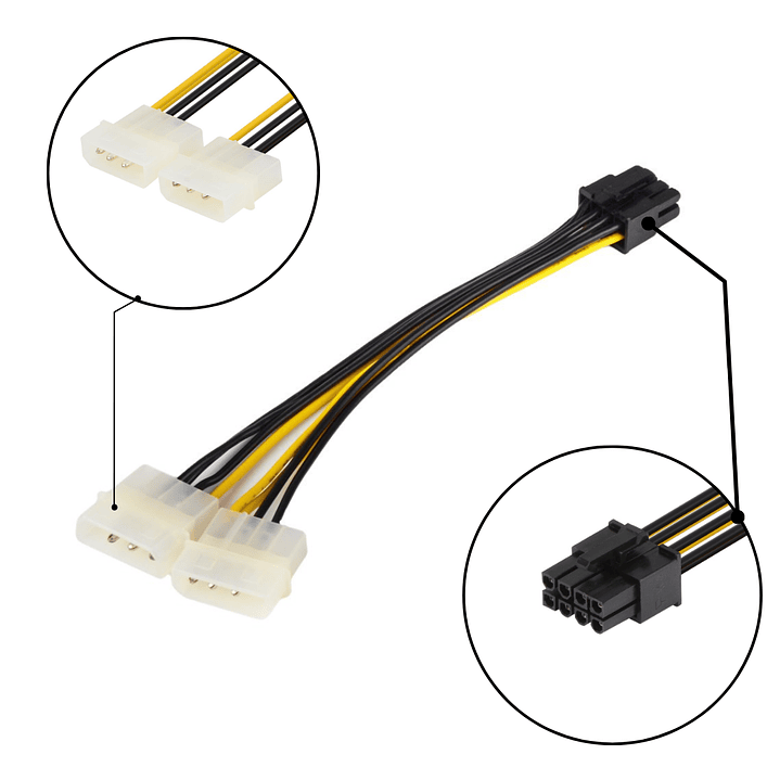 Adaptador de Cable de Alimentación Molex LP4 a PCI-E 8 Pines 1