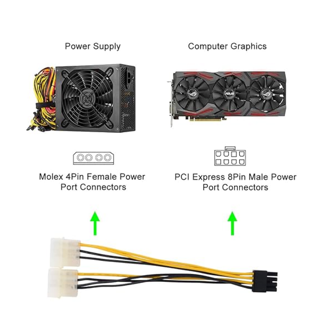 Adaptador de Cable de Alimentación Molex LP4 a PCI-E 8 Pines 5