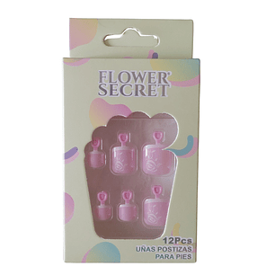 💅 Set de 12 Uñas Postizas Flower Secret para Pies – Diseños Variados 💅