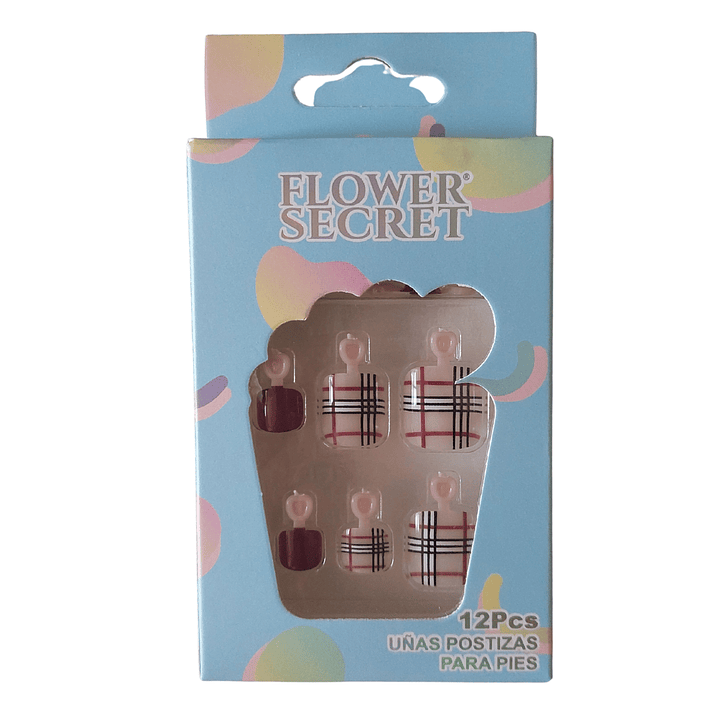 💅 Set de 12 Uñas Postizas Flower Secret para Pies – Diseños Variados 💅 2