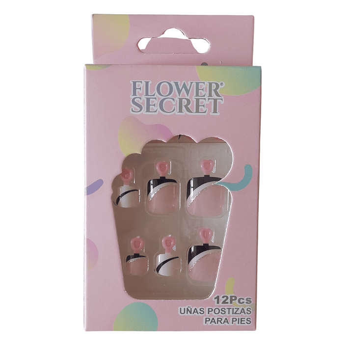 💅 Set de 12 Uñas Postizas Flower Secret para Pies – Diseños Variados 💅 3