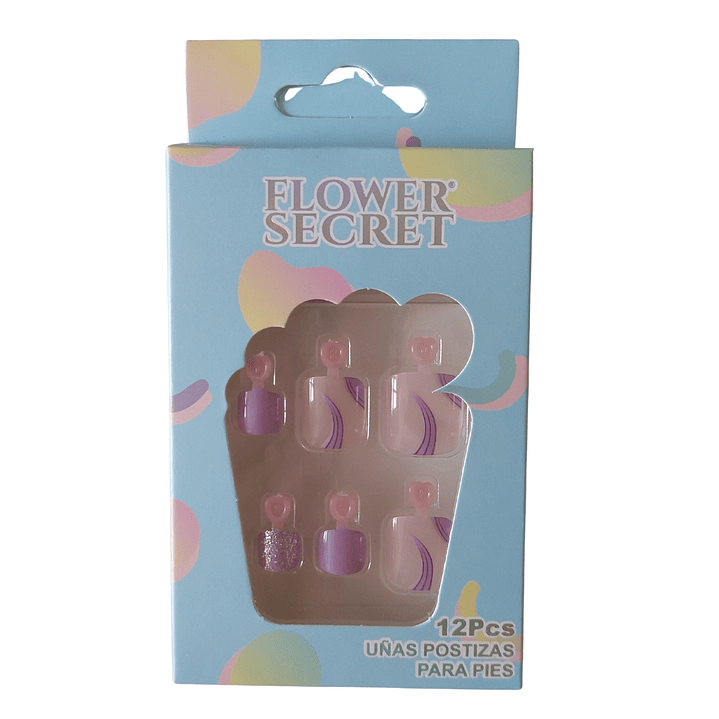 💅 Set de 12 Uñas Postizas Flower Secret para Pies – Diseños Variados 💅 4
