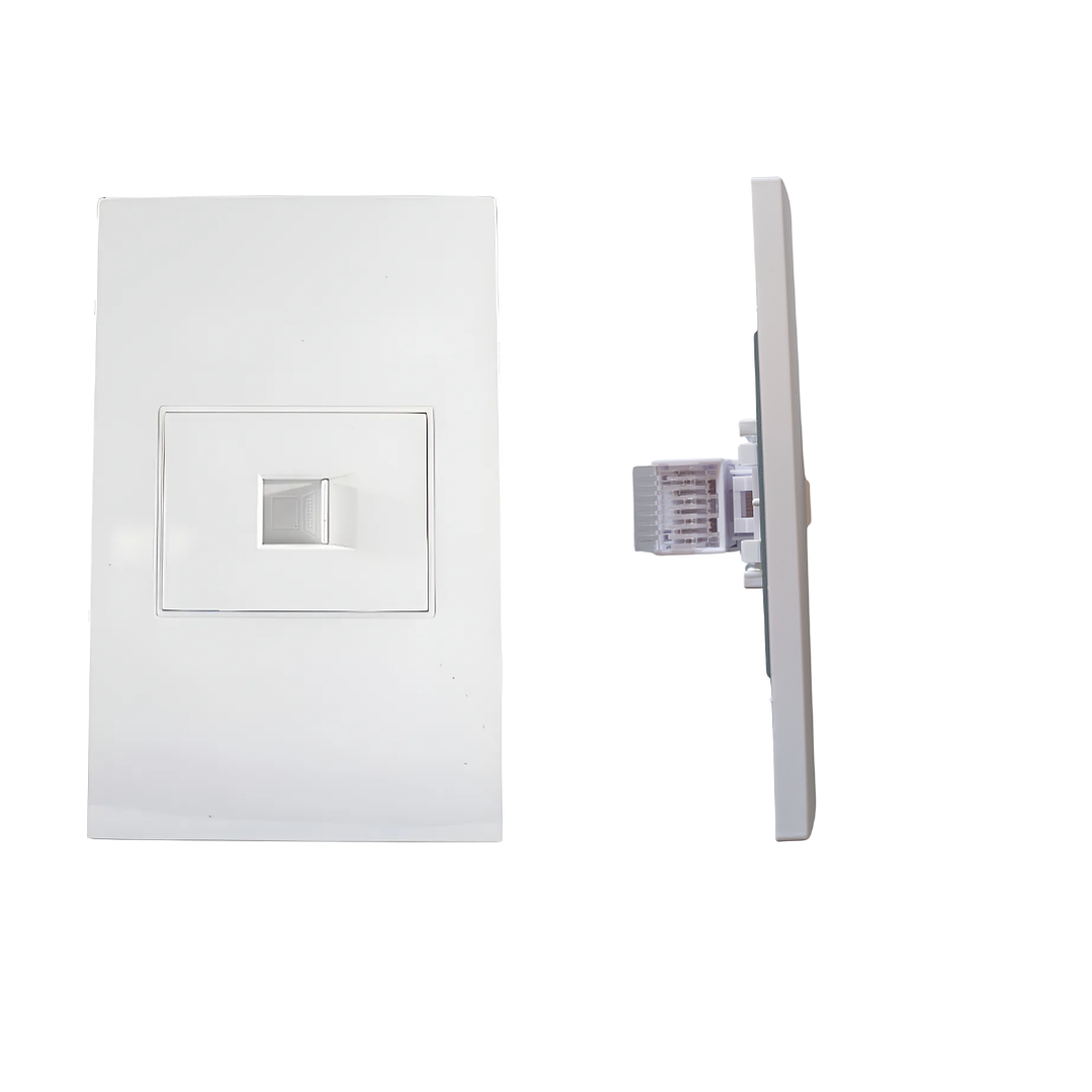 Faceplate Con Modulo Rj45 De Pared Muralla Blanco 2