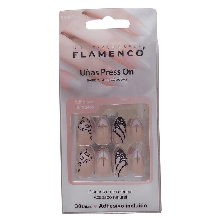 Uñas Press On Autoadhesivas Negro Lila Star 1