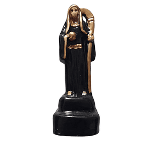 Santa Muerte Negra 9 cm | Figura Espiritual Decorativa de Protección y Energía