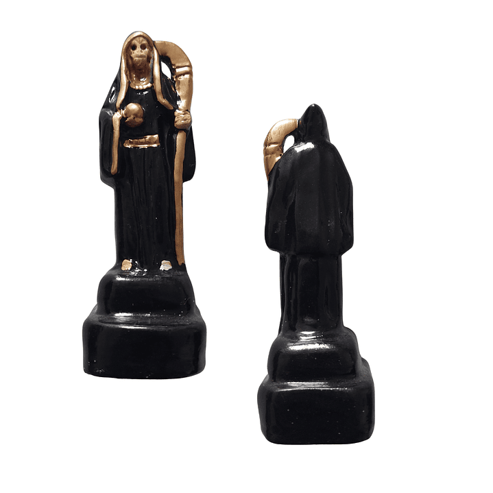 Santa Muerte Negra 9 cm | Figura Espiritual Decorativa de Protección y Energía 6