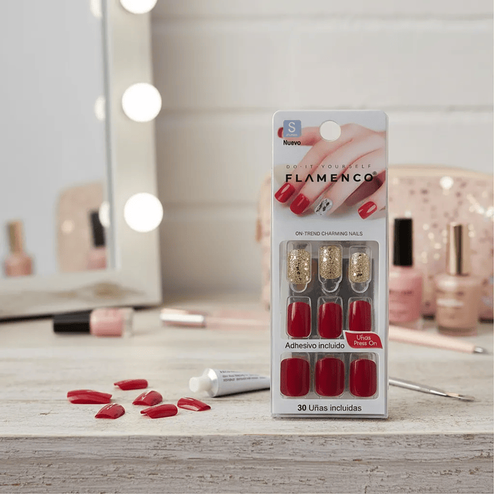 Uñas Press On Autoadhesivas Color Rojo – Manicura Perfecta en Minutos 💅❤️ 3