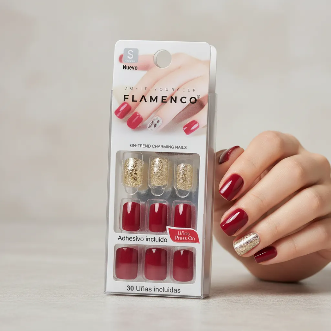 Uñas Press On Autoadhesivas Color Rojo – Manicura Perfecta en Minutos 💅❤️ 2