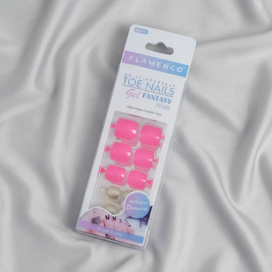 Uñas Press On Autoadhesivas Para Pies Gel Fantasy Color Rosado – Pedicura Perfecta en Minutos 💅✨ 2