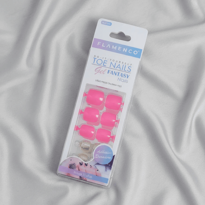 Uñas Press On Autoadhesivas Para Pies Gel Fantasy Color Rosado – Pedicura Perfecta en Minutos 💅✨ 2
