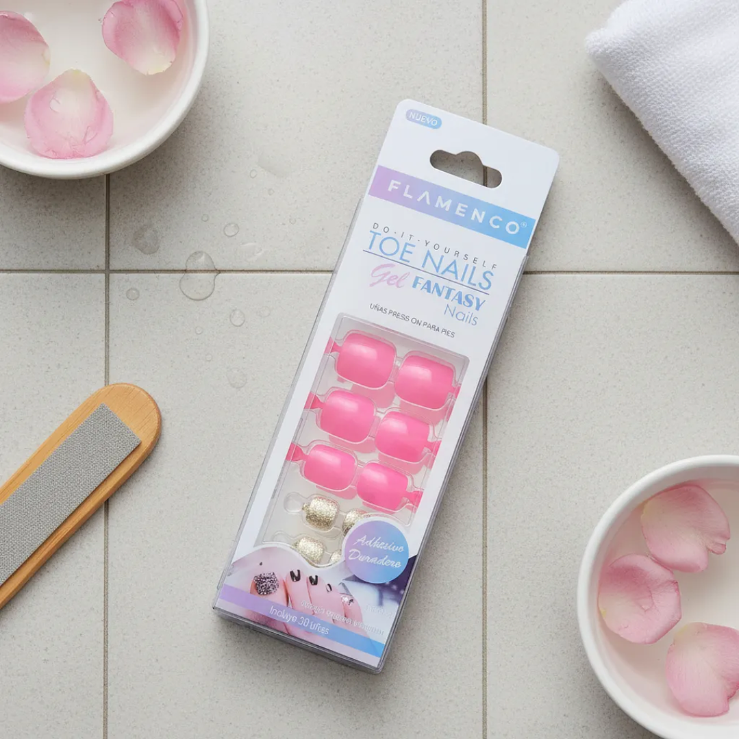 Uñas Press On Autoadhesivas Para Pies Gel Fantasy Color Rosado – Pedicura Perfecta en Minutos 💅✨ 6