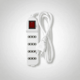 Alargador Zapatilla 4 Posiciones con Switch 3 Metros Blanco | Extensión Eléctrica Segura