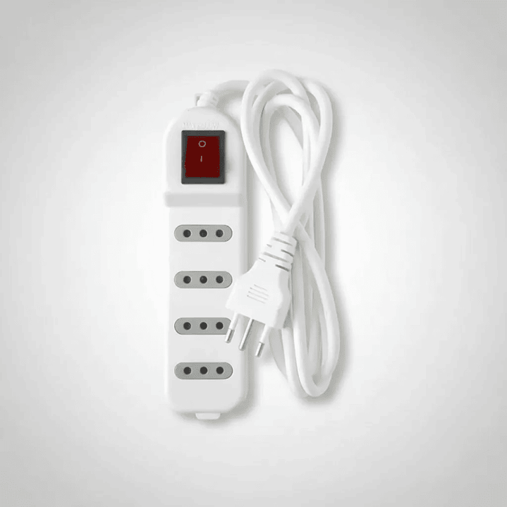 Alargador Zapatilla 4 Posiciones con Switch 3 Metros Blanco | Extensión Eléctrica Segura 1
