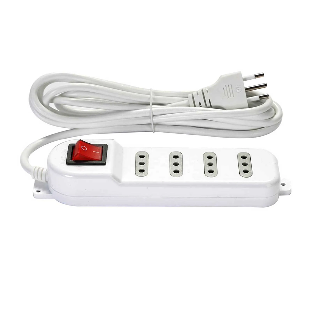 Alargador Zapatilla 4 Posiciones con Switch 3 Metros Blanco | Extensión Eléctrica Segura 4