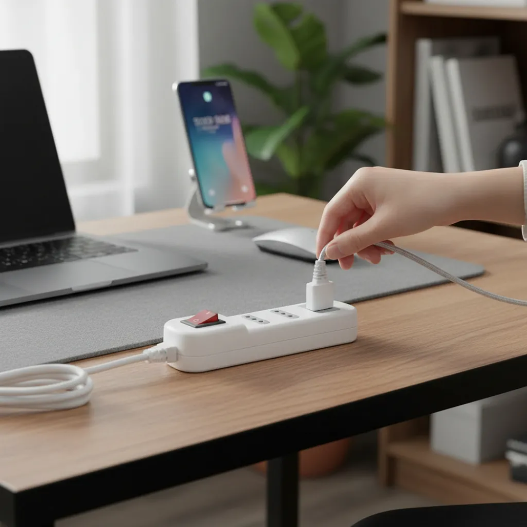 Alargador Zapatilla 4 Posiciones con Switch 3 Metros Blanco | Extensión Eléctrica Segura 6